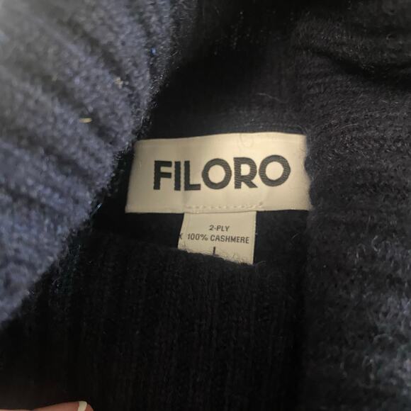 Filoro 100% Cashmere Tunic turtleneck Sweater Women’s Size Large Blue sleeveless - Picture 3 of 7